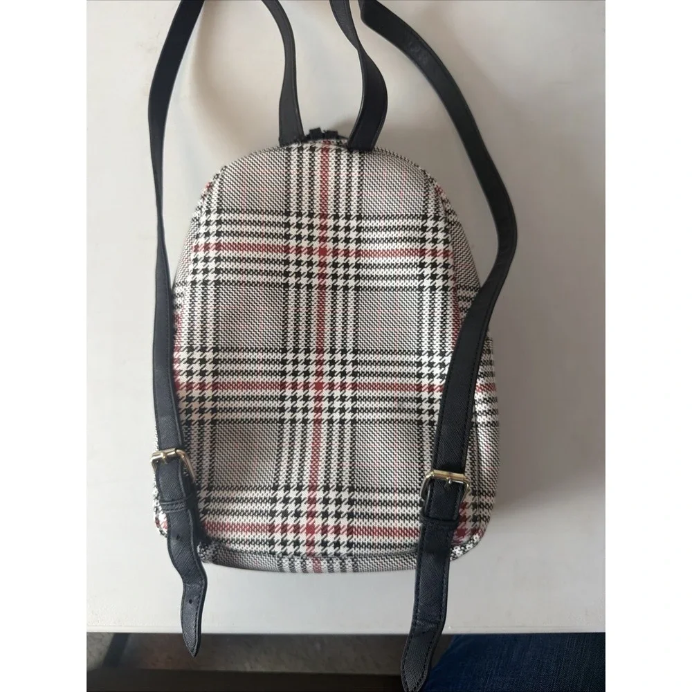 Tommy Hilfiger Women's Black And Red Plaid  Backpack Monogram Printed Logo